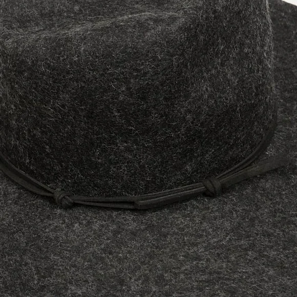 NEW Universal Thread Womens Wide Brim Wool Felt Fedora Hat Charcoal Gray Western - Picture 5 of 6